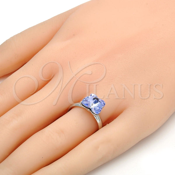 Anillo Multi Piedra 01.239.0007 Rodio Laminado, Diseño de Mariposa, con Swarovski Elements Provence Lavander, Pulido, Rodinado (Talla Unica)