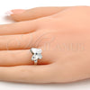 Anillo Multi Piedra 01.239.0007.1 Oro Laminado Blanco, Diseño de Mariposa, con Swarovski Elements Crystal, Pulido, Rodinado (Talla Unica)