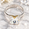 Anillo Multi Piedra 01.239.0007.1 Oro Laminado Blanco, Diseño de Mariposa, con Swarovski Elements Crystal, Pulido, Rodinado (Talla Unica)