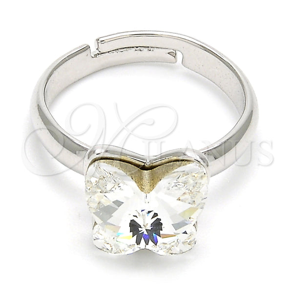 Anillo Multi Piedra 01.239.0007.1 Rodio Laminado, Diseño de Mariposa, con Swarovski Elements Crystal, Pulido, Rodinado (Talla Unica)