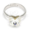 Anillo Multi Piedra 01.239.0007.1 Rodio Laminado, Diseño de Mariposa, con Swarovski Elements Crystal, Pulido, Rodinado (Talla Unica)
