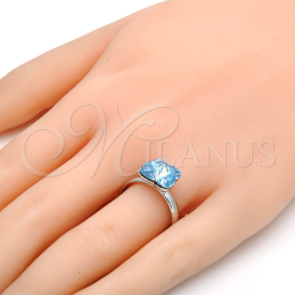 Anillo Multi Piedra 01.239.0007.3 Rodio Laminado, Diseño de Mariposa, con Swarovski Elements Aquamarine, Pulido, Rodinado (Talla Unica)