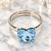 Anillo Multi Piedra 01.239.0007.3 Oro Laminado Blanco, Diseño de Mariposa, con Swarovski Elements Aquamarine, Pulido, Rodinado (Talla Unica)