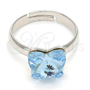 Anillo Multi Piedra 01.239.0007.3 Rodio Laminado, Diseño de Mariposa, con Swarovski Elements Aquamarine, Pulido, Rodinado (Talla Unica)
