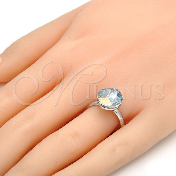Anillo Multi Piedra 01.239.0008.1 Rodio Laminado, con Swarovski Elements Blue Shade, Pulido, Rodinado (Talla Unica)