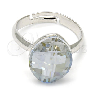 Anillo Multi Piedra 01.239.0008.1 Rodio Laminado, con Swarovski Elements Blue Shade, Pulido, Rodinado (Talla Unica)
