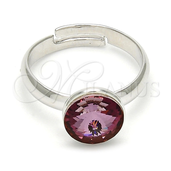 Anillo Multi Piedra 01.239.0009.1 Rodio Laminado, con Swarovski Elements Amethyst, Pulido, Rodinado (Talla Unica)