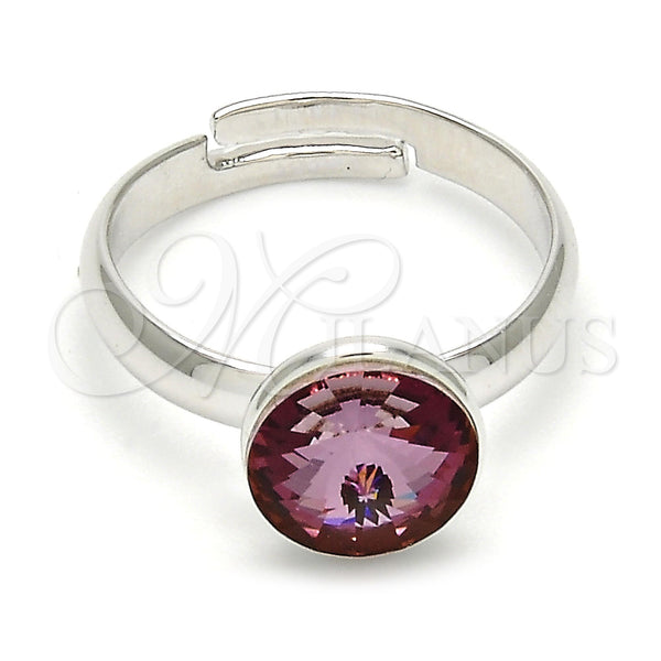 Anillo Multi Piedra 01.239.0009.1 Rodio Laminado, con Amethyst Swarovski Elements, Pulido, Rodinado (One size fits all)