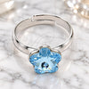 Anillo Multi Piedra 01.239.0010.2 Oro Laminado Blanco, Diseño de Flor, con Swarovski Elements Aquamarine, Pulido, Rodinado (Talla Unica)