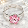 Anillo Multi Piedra 01.239.0010.3 Oro Laminado Blanco, Diseño de Flor, con Swarovski Elements Light Rose, Pulido, Rodinado (Talla Unica)