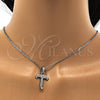 Collares con Dije 04.238.0022.18 Acero Inoxidable, Diseño de Iniciales y Rolo, con Blanca Cristal, Pulido, Tono Plateado (02 MM Thickness, 18 Inches Length)