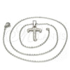 Collares con Dije 04.238.0022.18 Acero Inoxidable, Diseño de Iniciales y Rolo, con Blanca Cristal, Pulido, Tono Plateado (02 MM Thickness, 18 Inches Length)