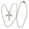 Collares con Dije 04.238.0022.18 Acero Inoxidable, Diseño de Iniciales y Rolo, con Blanca Cristal, Pulido, Tono Plateado (02 MM Thickness, 18 Inches Length)