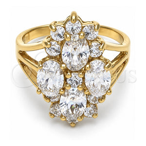 Anillo Multi Piedra 5.054.011.08 Oro Laminado, con Zirconia Cubica Blanca, Pulido, Tono Dorado (Tamaño 8)
