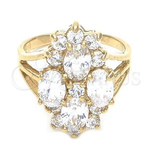 Anillo Multi Piedra 5.054.011.08 Oro Laminado, con Blanca Zirconia Cubica, Pulido, Tono Dorado (Size 8)
