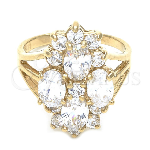 Anillo Multi Piedra 5.054.011.08 Oro Laminado, con Blanca Zirconia Cubica, Pulido, Tono Dorado (Size 8)