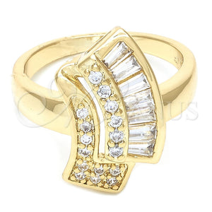 Anillo Multi Piedra 01.63.0446.07 Oro Laminado, Diseño de Cluster, con Zirconia Cubica Blanca, Pulido, Tono Dorado (Tamaño 7)