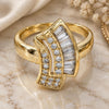 Anillo Multi Piedra 01.63.0446.09 Oro Laminado, Diseño de Cluster y Baguette, con Zirconia Cubica Blanca, Pulido, Tono Dorado (Tamaño 9)