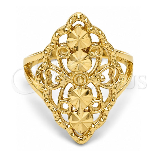 Anillo Elegante 01.63.0454.07 Oro Laminado, Diamantado, Tono Dorado (Size 7)