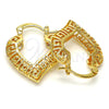 Argolla Pequeña 02.170.0112.25 Oro Laminado, Diseño de Llave Griega y Corazón, Pulido, Tono Dorado