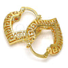 Argolla Pequeña 02.170.0112.25 Oro Laminado, Diseño de Llave Griega y Corazón, Pulido, Tono Dorado