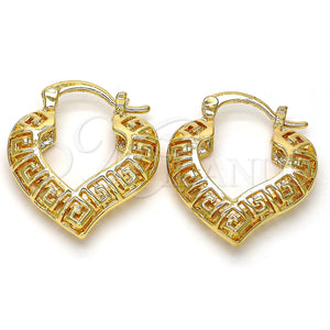Argolla Pequeña 02.170.0112.25 Oro Laminado, Diseño de Llave Griega y Corazón, Pulido, Tono Dorado