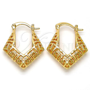Argolla Pequeña 02.170.0113.20 Oro Laminado, Diseño de Llave Griega, Pulido, Tono Dorado