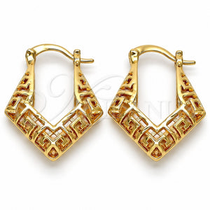 Argolla Pequeña 02.170.0113.20 Oro Laminado, Diseño de Llave Griega, Pulido, Tono Dorado