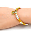 Aro Individual 07.254.0001.03 Oro Laminado, Diseño de Mariposa, con Blanca Cristal, Esmaltado Amarillo, Tono Dorado (06 MM Thickness, Size 3 (2.00 Diameter))
