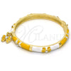 Aro Individual 07.254.0001.03 Oro Laminado, Diseño de Mariposa, con Blanca Cristal, Esmaltado Amarillo, Tono Dorado (06 MM Thickness, Size 3 (2.00 Diameter))