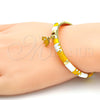 Aro Individual 07.254.0002.03 Oro Laminado, Diseño de Elefante, con Blanca Cristal, Esmaltado Amarillo, Tono Dorado (06 MM Thickness, Size 3 (2.00 Diameter))