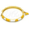 Aro Individual 07.254.0002.03 Oro Laminado, Diseño de Elefante, con Blanca Cristal, Esmaltado Amarillo, Tono Dorado (06 MM Thickness, Size 3 (2.00 Diameter))