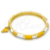 Aro Individual 07.254.0002.03 Oro Laminado, Diseño de Elefante, con Blanca Cristal, Esmaltado Amarillo, Tono Dorado (06 MM Thickness, Size 3 (2.00 Diameter))