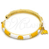 Aro Individual 07.254.0002.03 Oro Laminado, Diseño de Elefante, con Blanca Cristal, Esmaltado Amarillo, Tono Dorado (06 MM Thickness, Size 3 (2.00 Diameter))