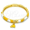 Aro Individual 07.254.0002.03 Oro Laminado, Diseño de Elefante, con Blanca Cristal, Esmaltado Amarillo, Tono Dorado (06 MM Thickness, Size 3 (2.00 Diameter))