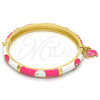 Aro Individual 07.254.0002.1.03 Oro Laminado, Diseño de Elefante, con Blanca Cristal, Esmaltado Rosado, Tono Dorado (06 MM Thickness, Size 3 (2.00 Diameter))