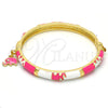 Aro Individual 07.254.0002.1.03 Oro Laminado, Diseño de Elefante, con Blanca Cristal, Esmaltado Rosado, Tono Dorado (06 MM Thickness, Size 3 (2.00 Diameter))