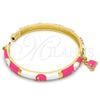 Aro Individual 07.254.0002.1.03 Oro Laminado, Diseño de Elefante, con Blanca Cristal, Esmaltado Rosado, Tono Dorado (06 MM Thickness, Size 3 (2.00 Diameter))