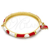 Aro Individual 07.254.0002.3.03 Oro Laminado, Diseño de Elefante, con Blanca Cristal, Esmaltado Rojo, Tono Dorado (06 MM Thickness, Size 3 (2.00 Diameter))