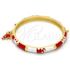 Aro Individual 07.254.0002.3.03 Oro Laminado, Diseño de Elefante, con Blanca Cristal, Esmaltado Rojo, Tono Dorado (06 MM Thickness, Size 3 (2.00 Diameter))