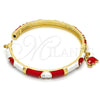 Aro Individual 07.254.0002.3.03 Oro Laminado, Diseño de Elefante, con Blanca Cristal, Esmaltado Rojo, Tono Dorado (06 MM Thickness, Size 3 (2.00 Diameter))