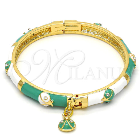 Aro Individual 07.254.0003.03 Oro Laminado, Diseño de Mariquita, con Blanca Cristal, Esmaltado Multicolor, Tono Dorado (06 MM Thickness, Size 3 (2.00 Diameter))