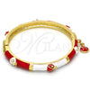 Aro Individual 07.254.0003.1.03 Oro Laminado, Diseño de Mariquita, con Blanca Cristal, Esmaltado Rojo, Tono Dorado (06 MM Thickness, Size 3 (2.00 Diameter))