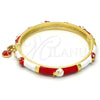 Aro Individual 07.254.0003.1.03 Oro Laminado, Diseño de Mariquita, con Blanca Cristal, Esmaltado Rojo, Tono Dorado (06 MM Thickness, Size 3 (2.00 Diameter))