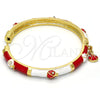 Aro Individual 07.254.0003.1.03 Oro Laminado, Diseño de Mariquita, con Blanca Cristal, Esmaltado Rojo, Tono Dorado (06 MM Thickness, Size 3 (2.00 Diameter))