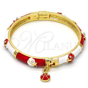 Aro Individual 07.254.0003.1.03 Oro Laminado, Diseño de Mariquita, con Blanca Cristal, Esmaltado Rojo, Tono Dorado (06 MM Thickness, Size 3 (2.00 Diameter))