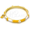 Aro Individual 07.254.0003.3.03 Oro Laminado, Diseño de Mariquita, con Blanca Cristal, Esmaltado Amarillo, Tono Dorado (06 MM Thickness, Size 3 (2.00 Diameter))
