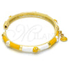 Aro Individual 07.254.0003.3.03 Oro Laminado, Diseño de Mariquita, con Blanca Cristal, Esmaltado Amarillo, Tono Dorado (06 MM Thickness, Size 3 (2.00 Diameter))