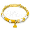 Aro Individual 07.254.0003.3.03 Oro Laminado, Diseño de Mariquita, con Blanca Cristal, Esmaltado Amarillo, Tono Dorado (06 MM Thickness, Size 3 (2.00 Diameter))