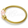Aro Individual 07.138.0016.1 Acero Inoxidable, Diseño de Torcido y Torcido, con Perla Rosa, Pulido, Tono Dorado (Grosor 04 MM, Talla Unica)